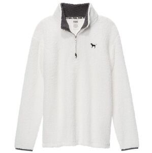 PINK Victoria's Secret 1/4 Zip Boyfriend Sherpa Pullover